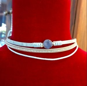 Silver&Leather Geode Necklace